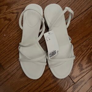 White block heel sandals